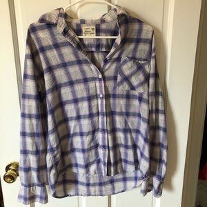 Purple plaid button down